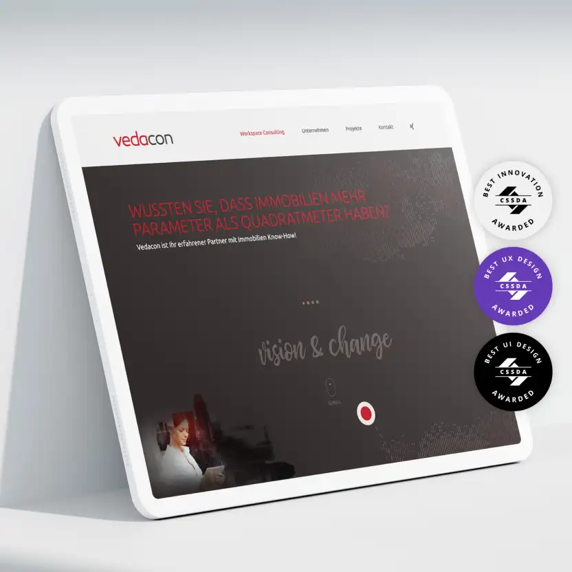 Vedacon Website, ausgezeichnet mit dem CSS Design Award